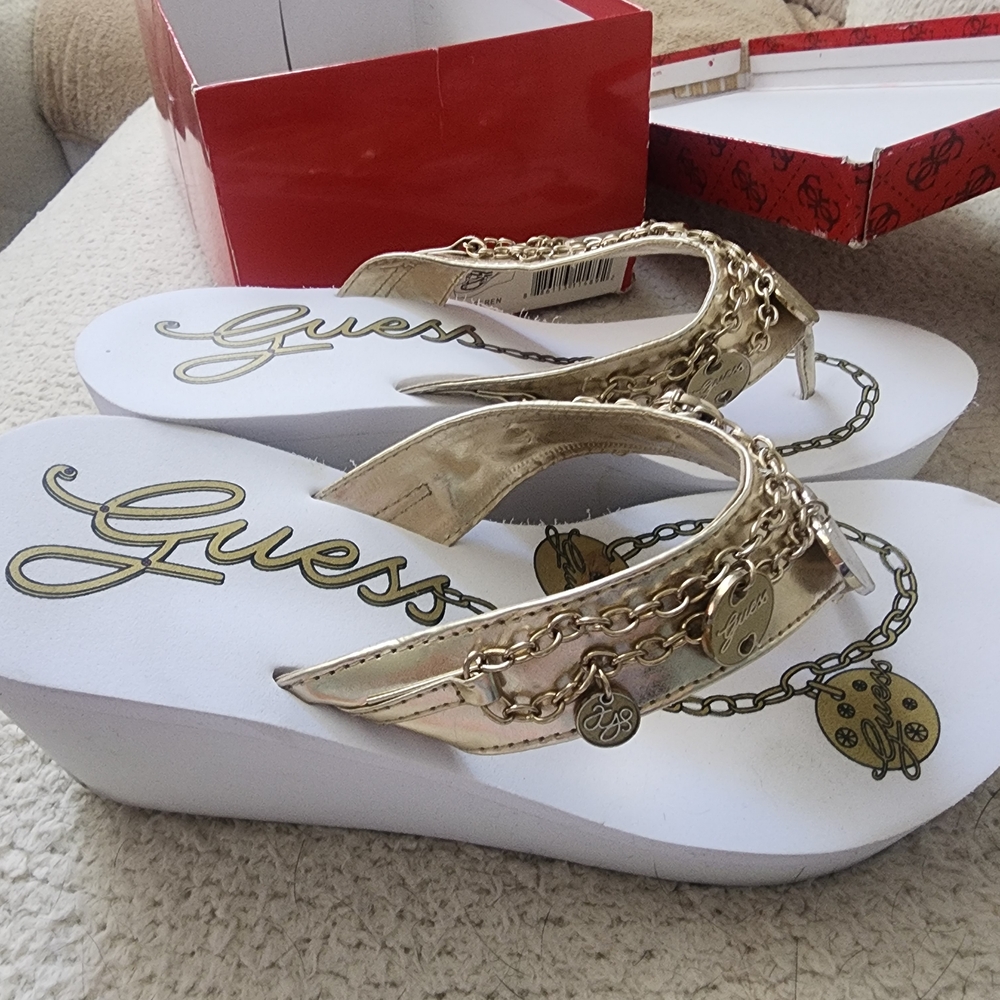 Guess Gold Women's Wedge Sandals With 3" Heel